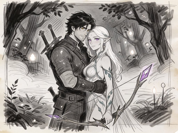 Krea 2 Turbo — Fantasy Romance in the Whispering Grove — Sketch
