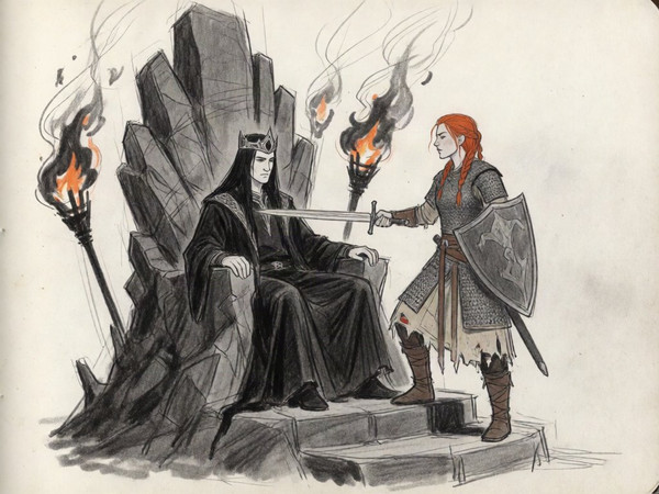Krea 2 Turbo — The Shieldmaiden and the Dark Lord — Sketch