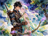 Krea 2 Turbo — Fantasy Romance in the Whispering Grove — Watercolor