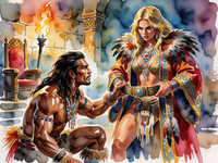 Krea 2 Turbo — Tribal Guardian's Desire — Watercolor