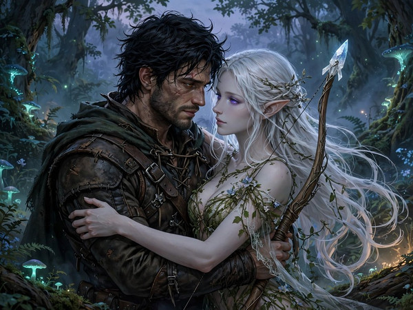 Muse — Fantasy Romance in the Whispering Grove — Digital Art