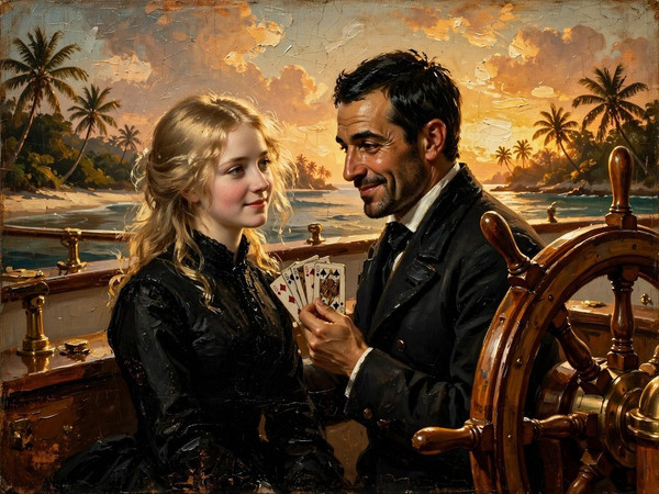 Muse — Luxury Yacht Romance — Oil Painting