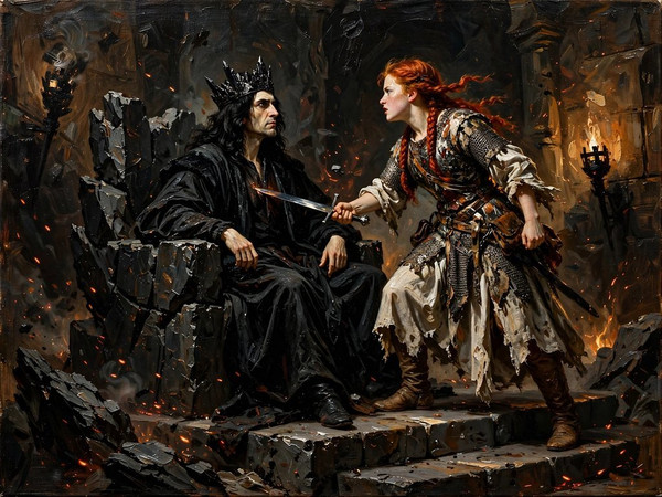 Muse — The Shieldmaiden and the Dark Lord — Oil Painting