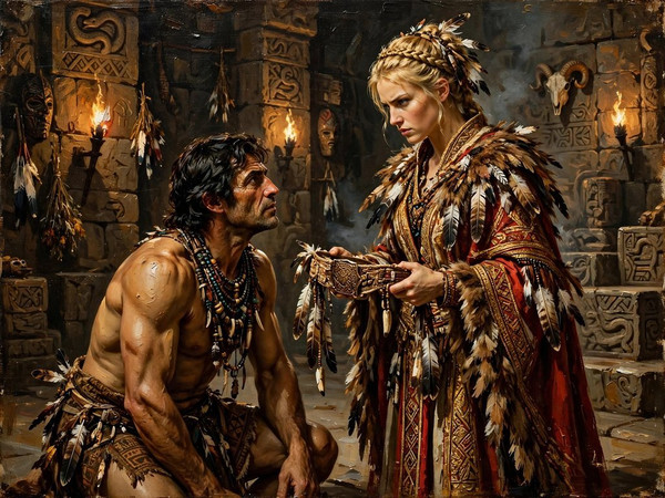 Muse — Tribal Guardian's Desire — Oil Painting