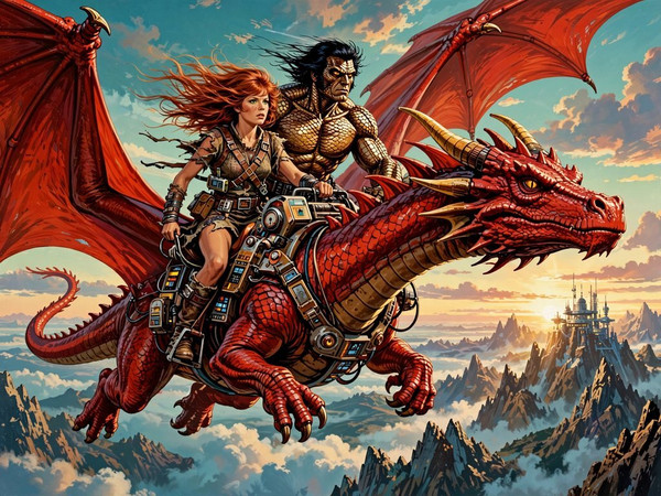 Muse — Dragonrider at Dawn — Retro Sci-Fi