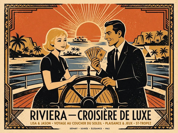 Muse — Luxury Yacht Romance — Vintage Poster