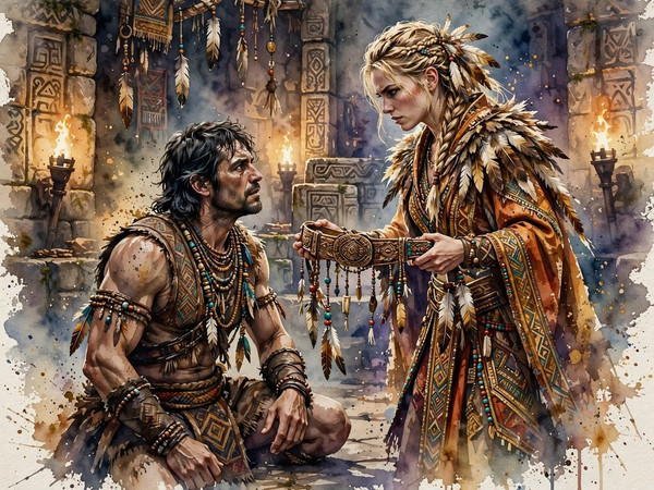 Muse — Tribal Guardian's Desire — Watercolor
