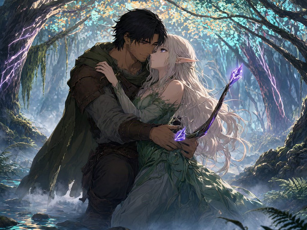 Qwen Image 2.1 — Fantasy Romance in the Whispering Grove — Anime