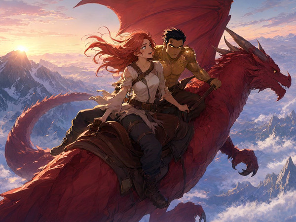Qwen Image 2.1 — Dragonrider at Dawn — Anime