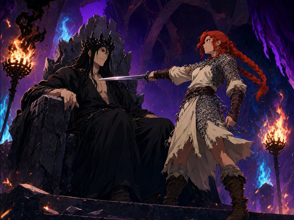Qwen Image 2.1 — The Shieldmaiden and the Dark Lord — Anime