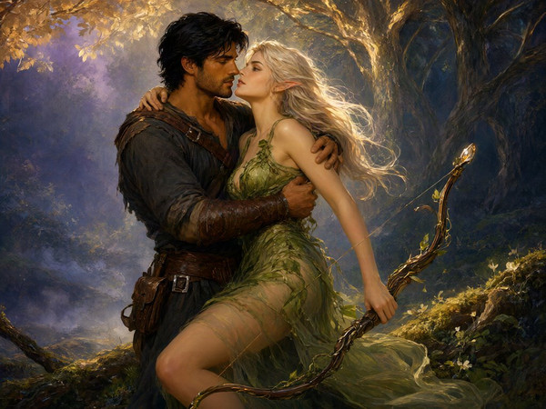 Qwen Image 2.1 — Fantasy Romance in the Whispering Grove — Classic Romance