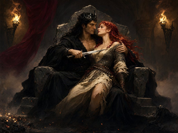 Qwen Image 2.1 — The Shieldmaiden and the Dark Lord — Classic Romance