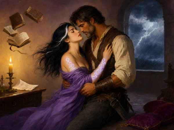 Qwen Image 2.1 — A Night in the Sorceress's Tower — Classic Romance