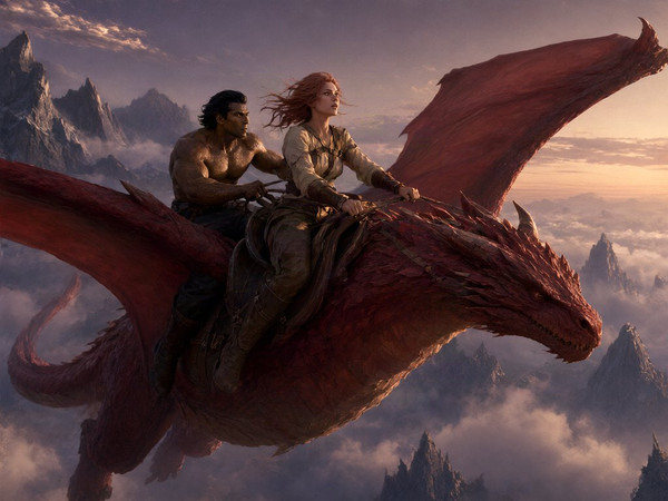 Qwen Image 2.1 — Dragonrider at Dawn — Dark Fantasy