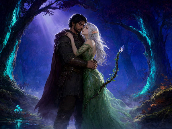 Qwen Image 2.1 — Fantasy Romance in the Whispering Grove — Epic Fantasy