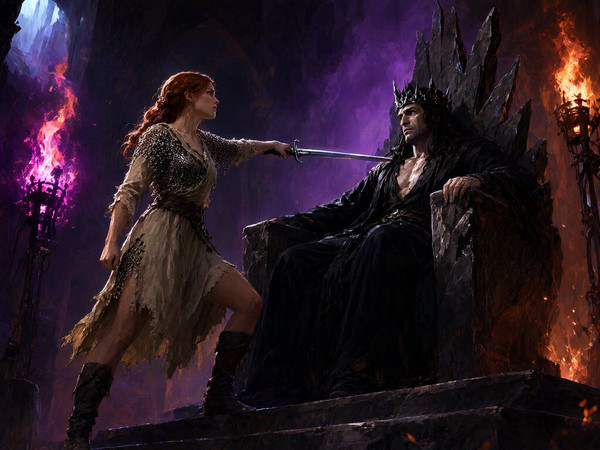 Qwen Image 2.1 — The Shieldmaiden and the Dark Lord — Epic Fantasy