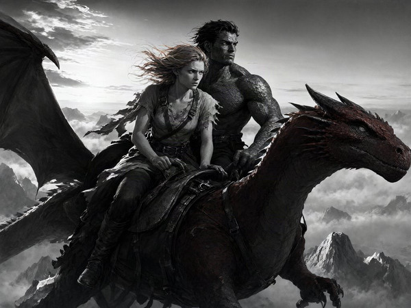 Qwen Image 2.1 — Dragonrider at Dawn — Film Noir