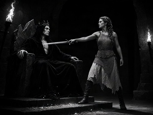 Qwen Image 2.1 — The Shieldmaiden and the Dark Lord — Film Noir
