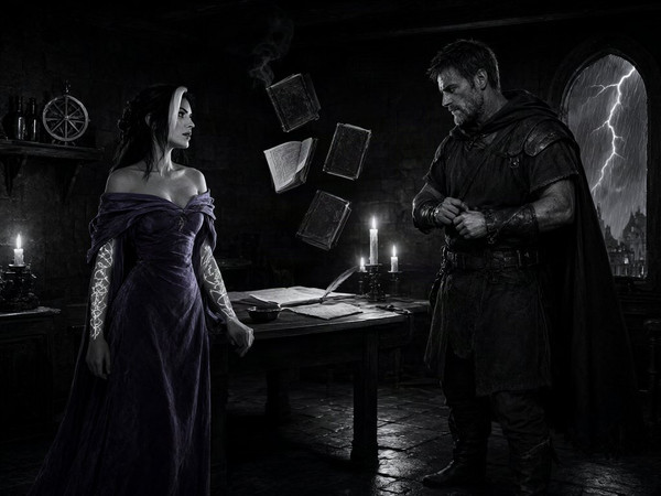 Qwen Image 2.1 — A Night in the Sorceress's Tower — Film Noir