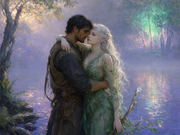 Qwen Image 2.1 — Fantasy Romance in the Whispering Grove — Impressionism