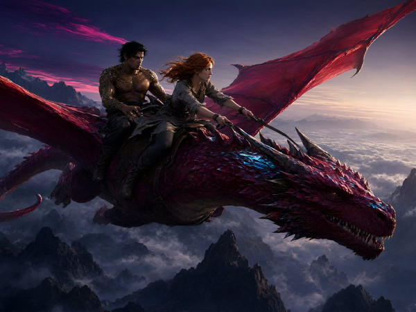 Qwen Image 2.1 — Dragonrider at Dawn — Neo Noir