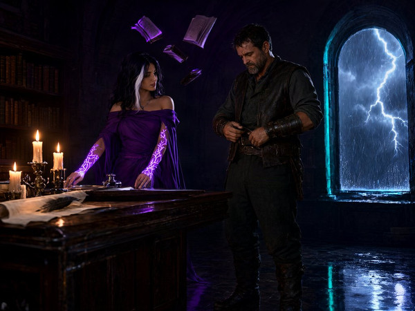 Qwen Image 2.1 — A Night in the Sorceress's Tower — Neo Noir
