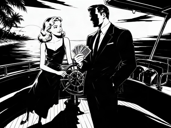 Qwen Image 2.1 — Luxury Yacht Romance — Noir Comic
