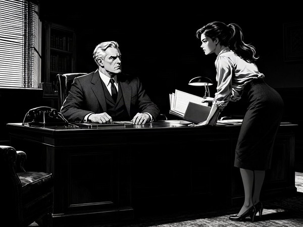 Qwen Image 2.1 — Office Heat Classics — Noir Comic