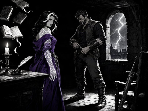 Qwen Image 2.1 — A Night in the Sorceress's Tower — Noir Comic
