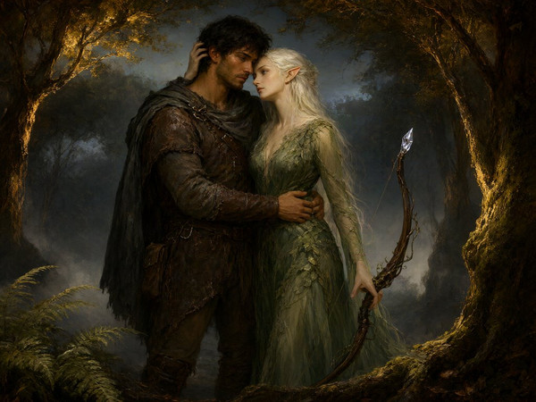 Qwen Image 2.1 — Fantasy Romance in the Whispering Grove — Oil Painting