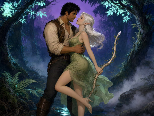 Qwen Image 2.1 — Fantasy Romance in the Whispering Grove — Pin-Up