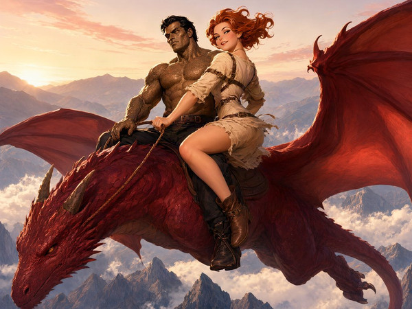 Qwen Image 2.1 — Dragonrider at Dawn — Pin-Up
