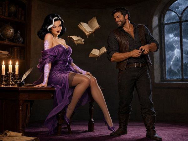 Qwen Image 2.1 — A Night in the Sorceress's Tower — Pin-Up