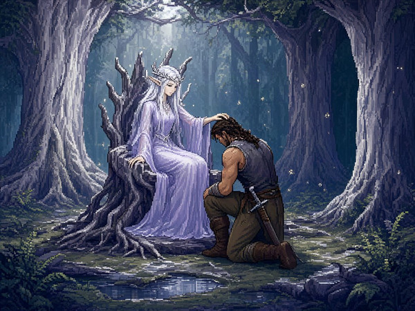 Qwen Image 2.1 — The Elven Queen's Champion — Pixel Art
