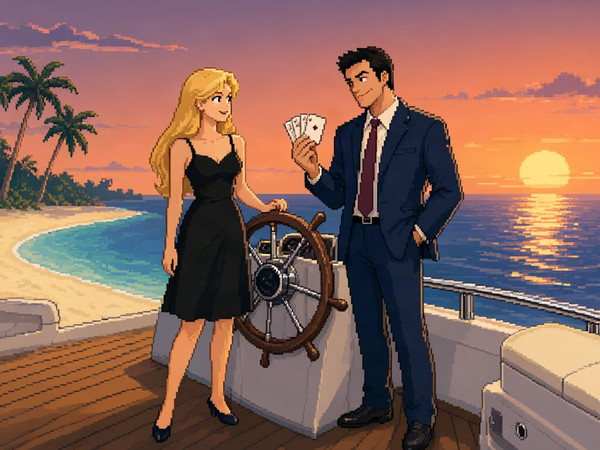 Qwen Image 2.1 — Luxury Yacht Romance — Pixel Art