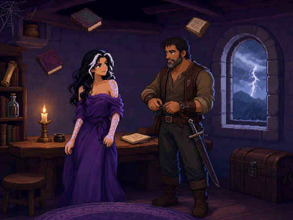 Qwen Image 2.1 — A Night in the Sorceress's Tower — Pixel Art