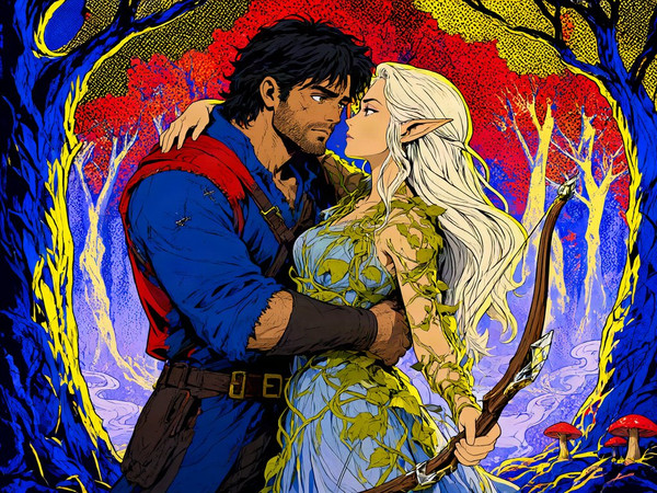 Qwen Image 2.1 — Fantasy Romance in the Whispering Grove — Pop Art