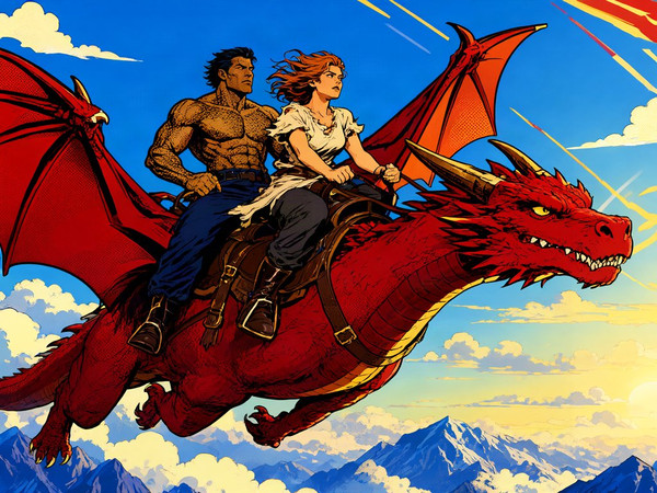 Qwen Image 2.1 — Dragonrider at Dawn — Pop Art