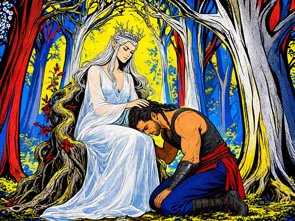 Qwen Image 2.1 — The Elven Queen's Champion — Pop Art