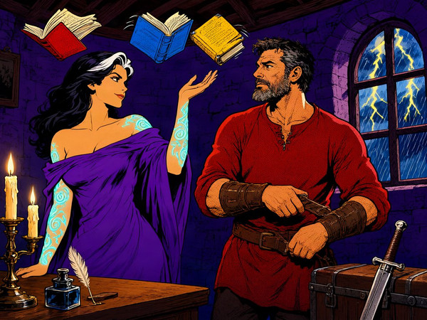 Qwen Image 2.1 — A Night in the Sorceress's Tower — Pop Art