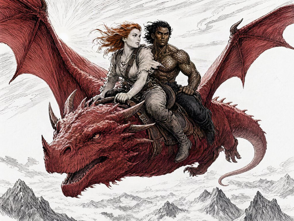 Qwen Image 2.1 — Dragonrider at Dawn — Pulp Ink