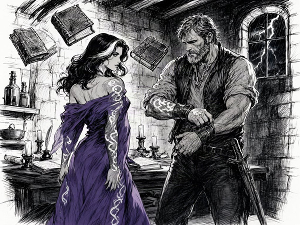 Qwen Image 2.1 — A Night in the Sorceress's Tower — Pulp Ink