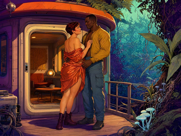 Qwen Image 2.1 — Cabin in the Woods — Retro Sci-Fi