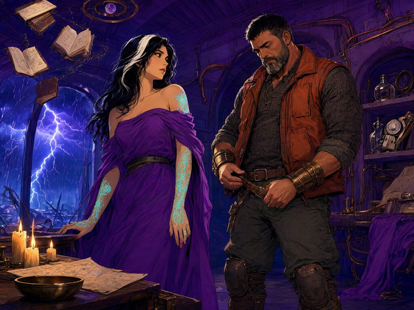 Qwen Image 2.1 — A Night in the Sorceress's Tower — Retro Sci-Fi