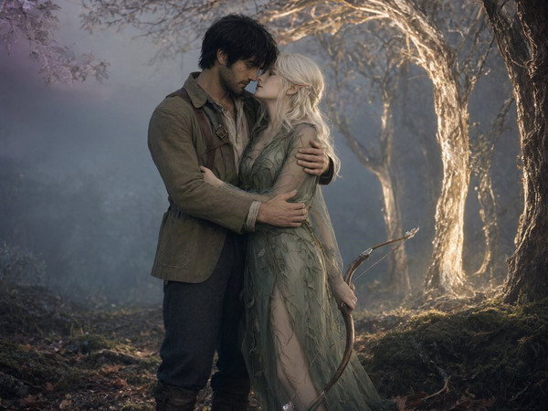 Qwen Image 2.1 — Fantasy Romance in the Whispering Grove — Retro