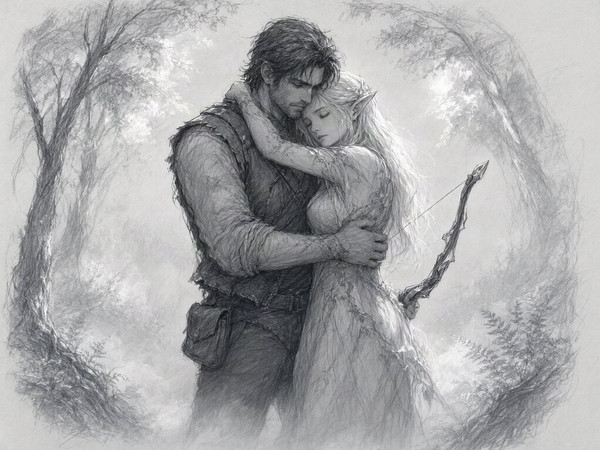 Qwen Image 2.1 — Fantasy Romance in the Whispering Grove — Sketch