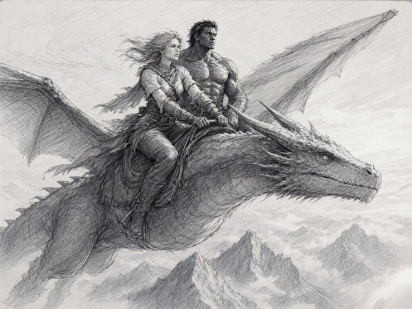 Qwen Image 2.1 — Dragonrider at Dawn — Sketch