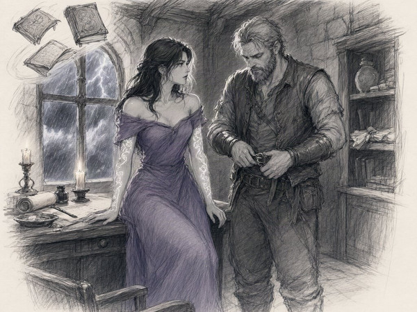 Qwen Image 2.1 — A Night in the Sorceress's Tower — Sketch