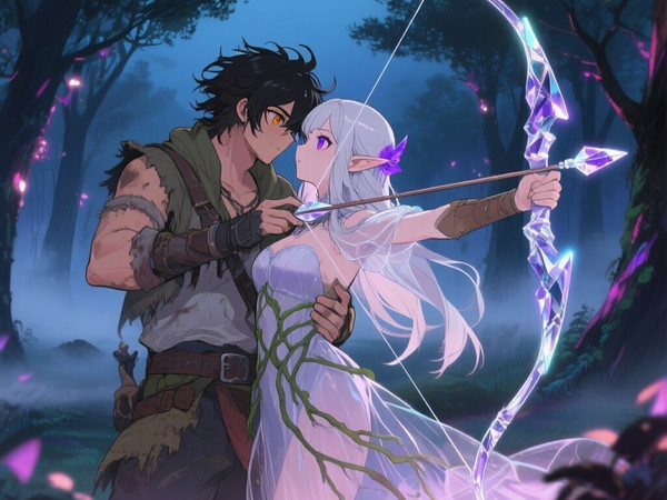 Qwen Image — Fantasy Romance in the Whispering Grove — Anime