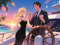 Qwen Image generated image for Luxury Yacht Romance - Anime